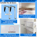over the door organizer, Solid Bamboo Board (Not Plastic!) 6-Tier Heavy Duty 75LB, 12 Side Pockets, 3 Reinforced Hooks & Anti-Slip Pads, Waterproof & Washable, No Sagging, No Door Damage,White