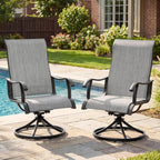 NUU GARDEN Patio Swivel Chairs Set of 2, Outdoor Dining Chairs | Breathable Textilene seats with smooth 360° swivel motion, ergonomic high-back design and durable powder-coated steel frame