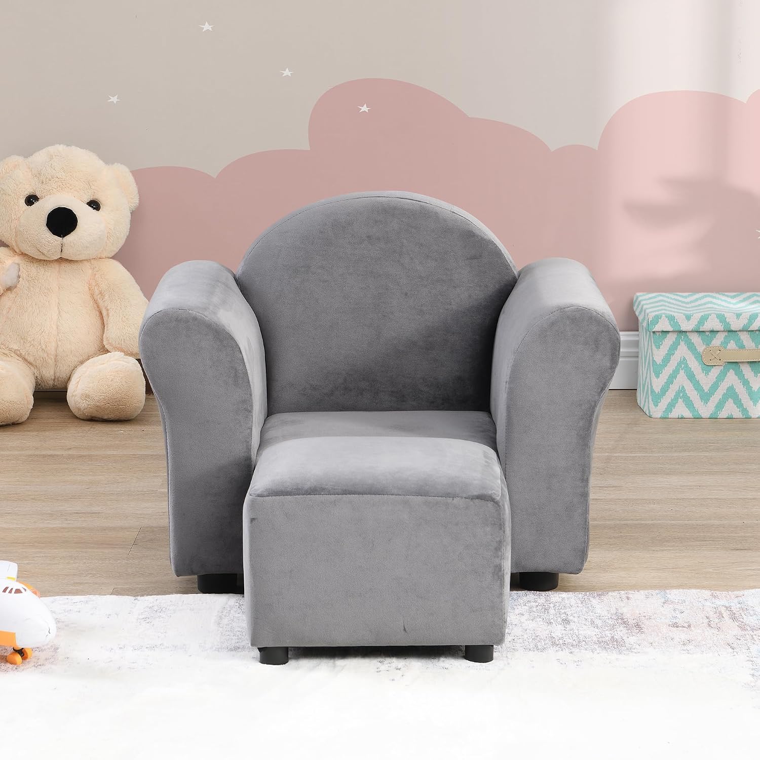 Chair, Upholstered Couch with Ottoman