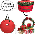 30x12 inchs Wreath Storage Container,Red Double storage bag,Heavy Duty 600D Oxford Cloth,Garland Wreaths Container For Xmas Holiday Wreaths Storage Holder