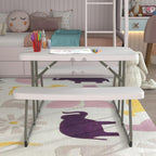 EMMA + OLIVER 4.93' Kids Folding Activity Table for Classrooms and Home, Heavy-Duty Rectangular Plastic Classroom Table for Kids, White