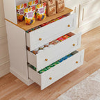 Vyre 71" Farmhouse Kitchen Pantry Cabinet, White Freestanding Coffee Bar Hutch with Drawers & Adjustable Shelves, Large Storage Cabinet with Microwave Stand for Living Room & Kitchen