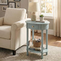 COZAYH French Country Oval End Table with 1 Small Drawer, Farmhouse Wood End Table with Additional Storage Shelf, Elegant Bedside Table for Small Spaces,Living Room,Bedroom, Light Green