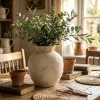 7.4 Inch Vintage Large Ceramic Flower Vase | for Living Room, Dining Room, Bathroom Indoor & Outdoor Home Decor