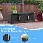 3 Doors Shoe Bench, Waterproof & UV-Resistant, Resin Shoe Cabinet Indoor & Outdoor Use, Entryway Bench with Adjustable Shelves & Hidden Storage Space for Bedroom, Hallway, Black