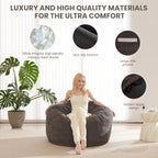 Bean Bag Chair Bed for Adults, Giant Bean Bag Chair Convertible Beanbag Bed, Large Floor Sofa Couch for Living Room, Bedroom, High-Density Foam Filling, Machine Washable (Full, Charcoal)