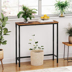 HOOBRO Narrow Console Table, 29.5" Small Entryway Table, Thin Sofa Side Display Table, for Hallway, Bedroom, Living Room, Foyer, Rustic Brown and Black BF75XG01