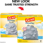 Glad Tall Kitchen Drawstring Trash Bags - Odorshield 13 Gallon White Trash Bag, Febreze Fresh Clean, 110 Count
