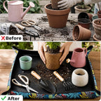 LIHAO Repotting Mat for Indoor Plants, 29.5 x 29.5 Inch Waterproof Oxford Potting Tray with Mess Control, Foldable Transplanting Tarp Gardening Gifts