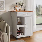 Garvee Kitchen Island with Drop Leaf, Rolling Kitchen Island on Wheels with Storage, Island Cart with 2 Open Shelves,1 Drawer for Kitchen, Dining Room