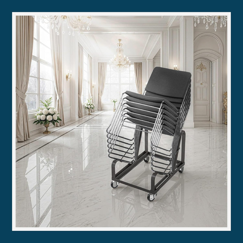 OEF Furnishings OEFDY86 Stack Chair Dolly, Heavy Duty Steel Cart (Vertical Cradle, Fits OEF8600 Series and Similar Sized Stack Chairs, 1100 lb Weight Capacity, Swivel Casters)
