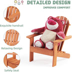 Mederra Wooden Kid's Adirondack Chair for Indoor and Outdoor, Natural Cedar Patio Lounge Chiar for Kids