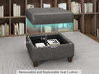 EASE MOOSE Faux Leather Modualr Sectional Couch with Storage,Gray Faux Leather Sectional Sofa Modular Couch