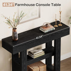 Tribesigns 41.34-Inch Farmhouse Console Table, 2-Tier Narrow Sofa Table Behind The Couch, Entryway Furniture with Storage Shelves for Hallway Foyer Living Room, Black
