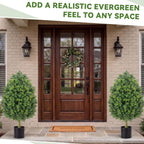 Giegxin 3ft Artificial Boxwood Topiary Trees Fake Bushes Potted Plants Indoor Evergreen Shrubs with Sturdy Planter for Front Porch Home Yard Decor