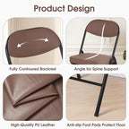 HOMEFUN Padded Folding Chairs Set of 4, Folding Chairs with Cushion and Durable Metal Frame，No Assemble Required for Party Kitchen Office Wedding Brown