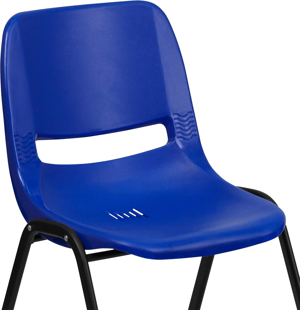 Flash Furniture 5 Pack HERCULES Series 440 lb. Capacity Kid's Navy Ergonomic Shell Stack Chair with Black Frame and 12" Seat Height