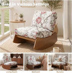 Mid-Century Modern Chenille Rocking Chair, Pattern White | Soft chenille upholstery | Sturdy solid wood base | Set of 1 | For nursery, living room, & bedroom