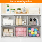 4 Pack Stackable Acrylic Storage Drawers – Clear Plastic Organizer Bins, Easy to Assemble, Suitable for Bathroom, Undersink, Kitchen, Pantry, Makeup, Medicine Organization