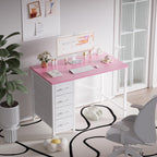 Pamray 32 Inch Computer Desk with 4 Drawers Small Office Desk for Home Bedroom Study Writing Simple Modern Computer Table Pink
