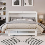 AFI, Northfield Murphy Bed Chest Queen with 6" Mattress, Storage Drawer & Built-in USB Charger, White