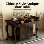 Bamboo Shrine Altar Table with Storage Personal Shrine Altar Table Buddha Niche Chinese Cabinet Vintage Buddhist Altar Offering Table(140x40x88cm)
