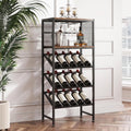 3-Tier Wine Rack Freestanding Floor with Glass & Storage Racks | Space-saving corner wine bar cabinet, sturdy build for kitchen, living room & home bar, stores wine bottles & bar accessories