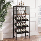3-Tier Wine Rack Freestanding Floor with Glass & Storage Racks | Space-saving corner wine bar cabinet, sturdy build for kitchen, living room & home bar, stores wine bottles & bar accessories