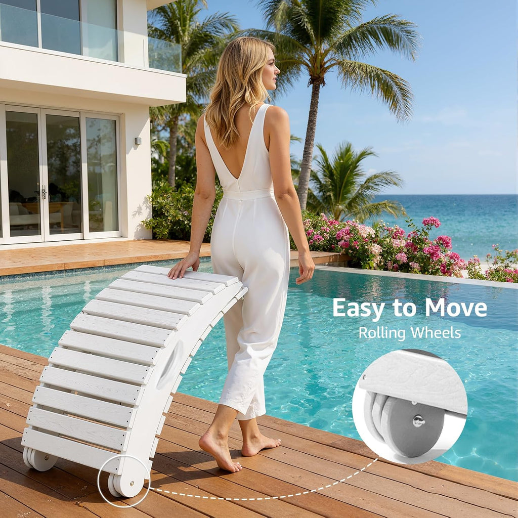 LETKIND Folding Pool Lounge Chairs Set of 2, Pre-Assembled HDPE Lounge Chair in-Pool Use, Patio Chaise Lounge Chair with Cup Holder Ideal for Hotel, Poolside, Beach & Sun Decks, White
