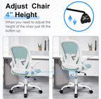 Primy Office Chair Ergonomic Desk Chair with Adjustable Lumbar Support and Height, Swivel Breathable Desk Mesh Computer Chair with Flip up Armrests for Conference Room（Light Blue）