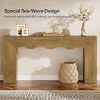 Tribesigns 63" Farmhouse Console Table, Wooden Couch Table Behind Sofa with Storage, Long Entryway Sofa Station, Narrow Console Stand with Base, Hallway Stand for Entryway (1, Light Brown)
