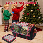 2-in-1 Christmas Ornament Storage Box & Xmas Figurine Container with Dual Zipper Closure Adjustable Dividers and Removable Trays Premium Christmas Ornament Storage Containerd(Black)