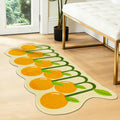 Irregular Runner Rug, Soft Low-Pile Non Slip Backing Washable Kitchen Laundry Mat Cute Fruit Shape Aesthetic Accent Rug Home Decor for Bedroom Living Room Entryway, 20"x48", Orange