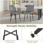 VECELO Dining Chairs Set of 4, Modern Upholstered Faux Leather Cushion Seat and Metal Legs for Kitchen, Living Room, Grey