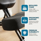 Ergonomic Office Kneeling Chair, Height Adjustable Stool with Thick Foam Cushions and Smooth Gliding Casters to Improve Posture and Relieve Pain, Multifunctional Design for Home and Office