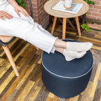 Outdoor Ottomans for Patio Pouf Waterproof Fade-Resistant Ottoman Foot Rest for Outdoor - Ottoman Chair Filled with High-Density All-in-One Foam, 20" D x 14" H Inches (Navy Blue, Round)