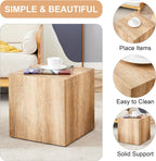 Modern Natural Color Wooden End Table for Living Room, MDF Construction Square Sofa Side Table Small Nightstand for Home Apartment, 15.7 x 15.7 x 15.7 Inch, Easy to Clean, Non-Slip Feet Pad