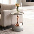 Modern Pedestal Small Round Side Table, Metal Coffee End Table, Bedside Sofa Decorative Accent Table for Small Space, Living Room, Bedroom, Cafes, Office, Corners (Pedestal B, Gray)