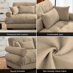 Velvet Upholstered Couches Ottoman for Oversized Modular Sectional Sofas, Camel