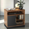 ModernMate Modern Wood Accent Storage Cabinet with Sliding Door, Adjustable Open Shelves, Floor Standing Storage Cabinet for Home Office,Tool, Arts, Craft,Supply,31”W×20”D×29”H, Black Walnut