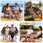 Suteck Double Camping Chair, 660lbs Oversized Camping Couch w/Independent Seats, Folding Camping Loveseat w/2 Cup & Wine Glass Holders, 1200D Oxford, Side Pocket & Carry Bag, for Camping, Lawn, Patio