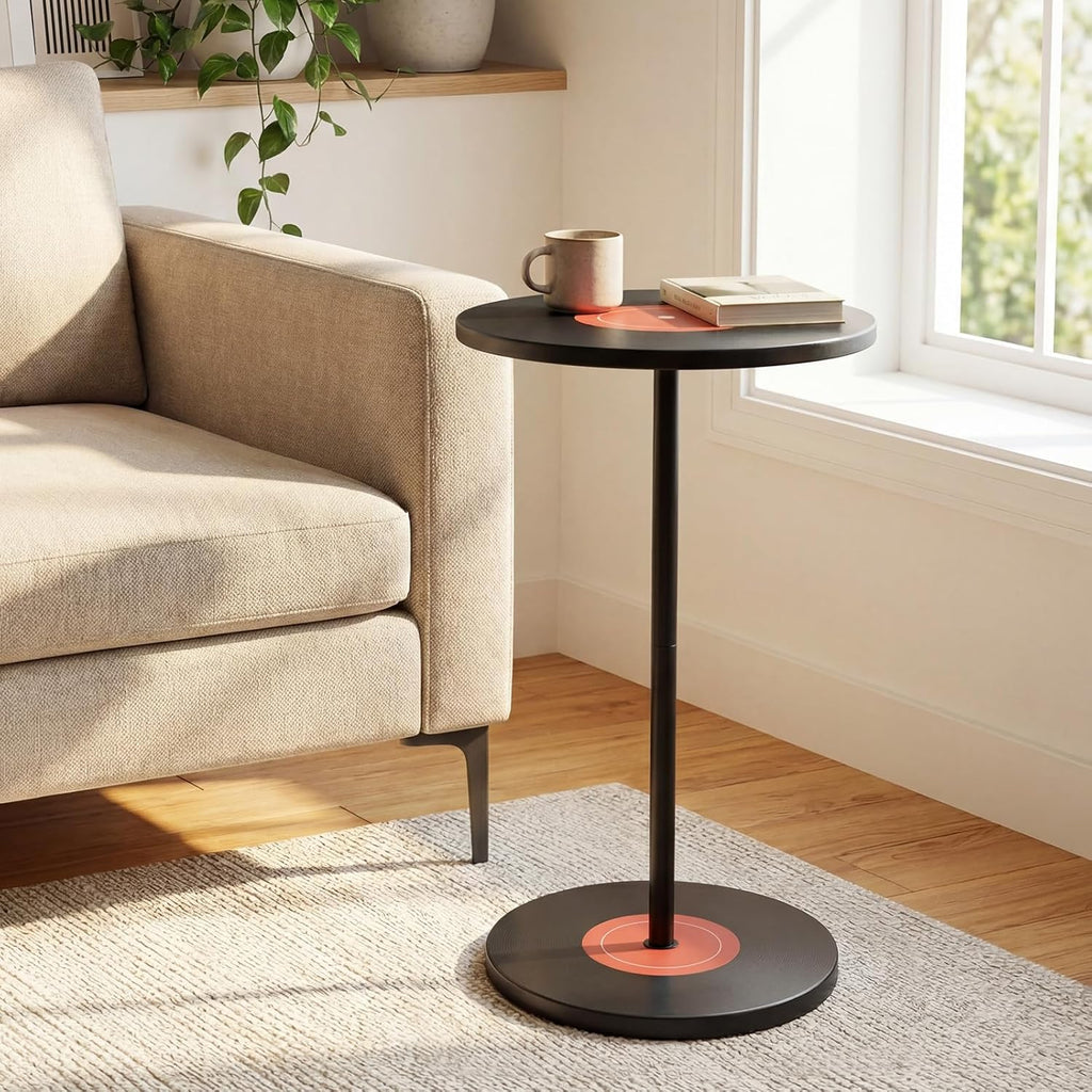 Weysat Vinyl Records Side Table Record Decoration for Indie Hippie Room Decor Small Round End Drink Table with Pedestal Modern Hippie Decor for Home Music Room Party Aesthetic Decoration 14x25.6 Inch