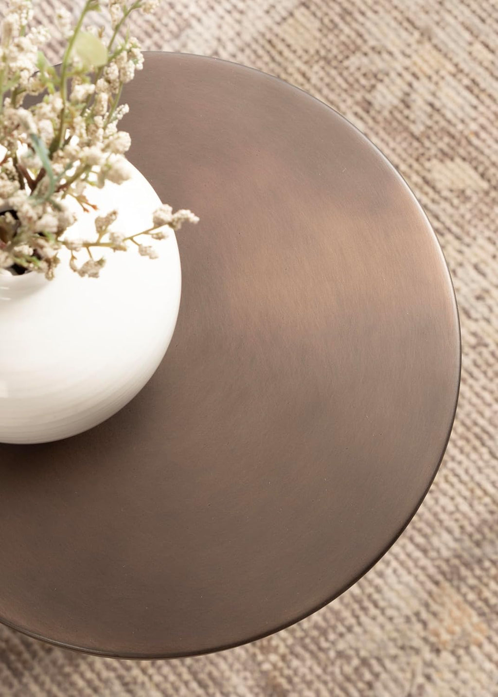 Kate and Laurel Hescott Vintage Metal Drink Table, 10 x 10 x 24, Bronze and Brown Marble, Glam Round Accent Table with Premium Toronto Marble Base and Metal Tabletop