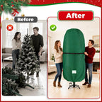 Christmas Tree Cover - 420D Waterproof Oxford Cloth Storage Bag for 4-6 FT Christmas Trees, Metal Zipper & Adjustable Straps (66" H x 50" W)