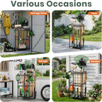 SPACECARE Garden Tool Organizer with Feet, Yard Tower Rack for Garage Organization and Storage, Up to 35 Long-Handled Tools/Rakes/Brooms, Heavy Duty Steel Garden Tool Stand for Shed, Outdoor, Black