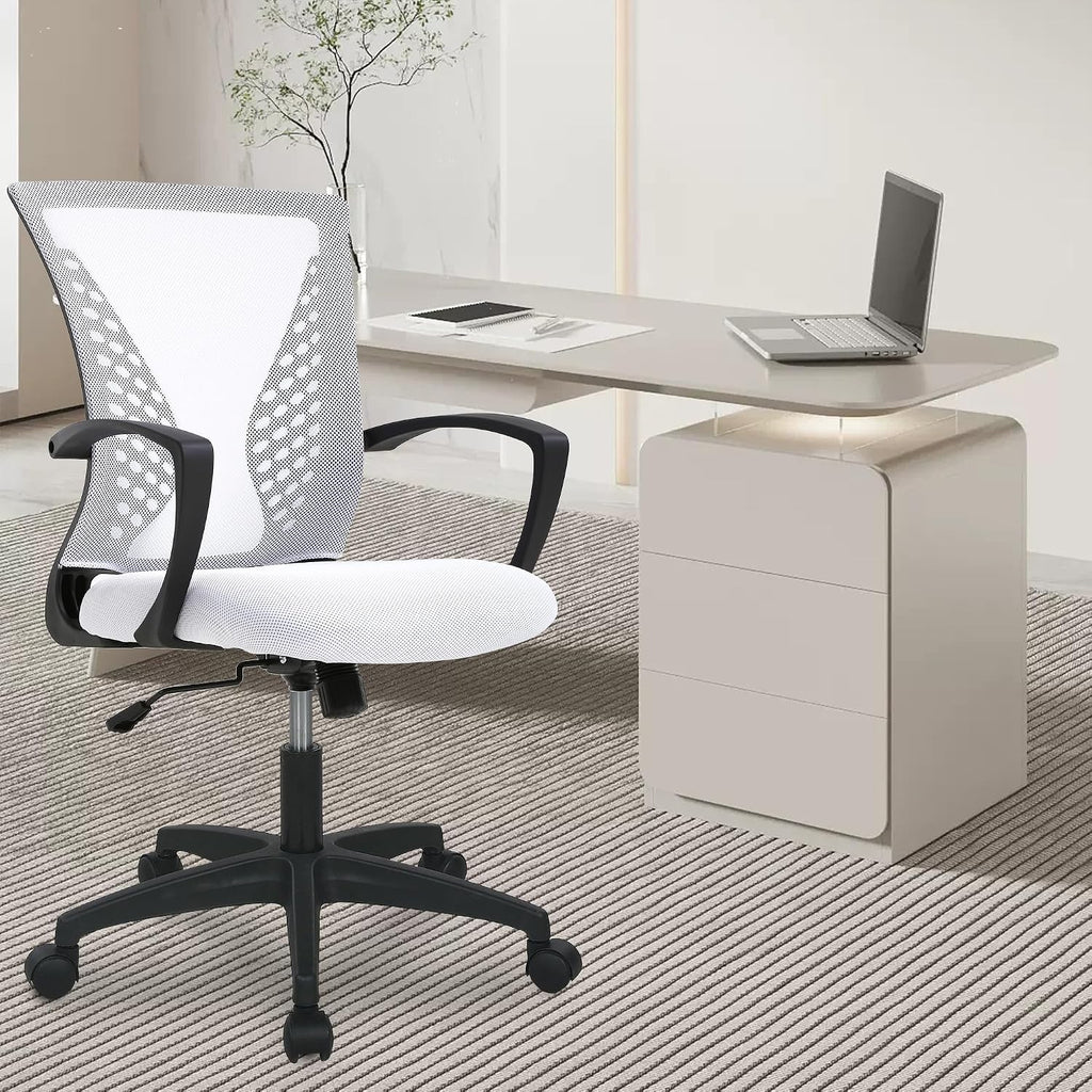 PayLessHere Office Computer Gaming Chair Ergonomic Mesh Desk Chair Adjustable Video Game Chairs with 360 Degrees Swivel Wheels Armrest Lumbar Support for Home Office,White