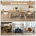 Westice Rattan Dining Chairs Set of 4, French Country Dining Room Chairs with Upholstered Cushion, Wood Armless Chairs for Kitchen/Restaurant