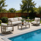 PEAK HOME FURNISHINGS Outdoor Aluminum Patio Swivel Lounge Chairs, Set of 2