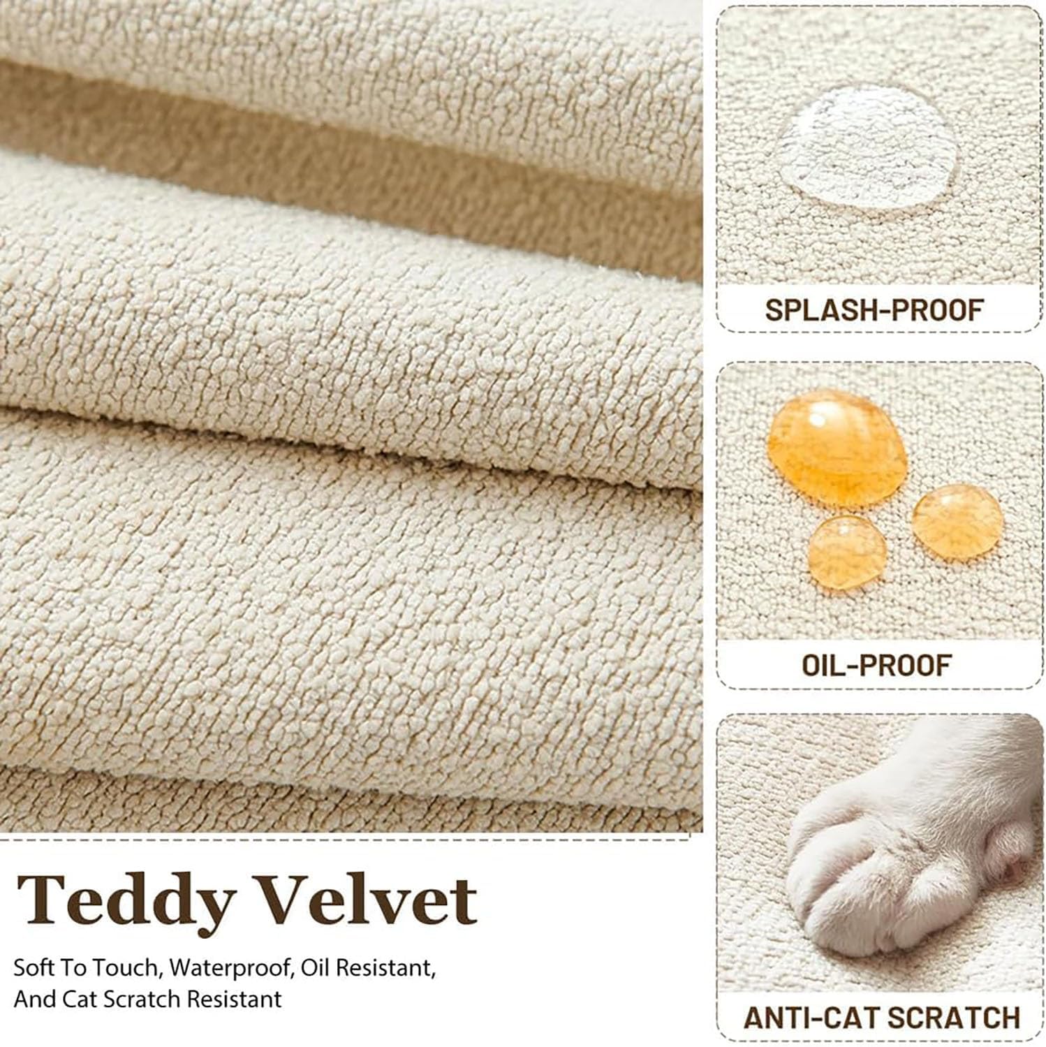 Outdoor/Indoor Bench Cushion Velours Teddy - 120/150/90/100/80cm×30cm 2/3 Seater Long Seat Cushion with Non-Slip Backing for Bay Windows,Patio,Porch Furniture(Color3,140x30cm/55x12in)