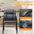 CLATINA Leather Reception Guest Chair, Office Stationary Armchair with Padded Armrests for Meeting Conference Waiting Room Lobby School, Black, 8 Pack